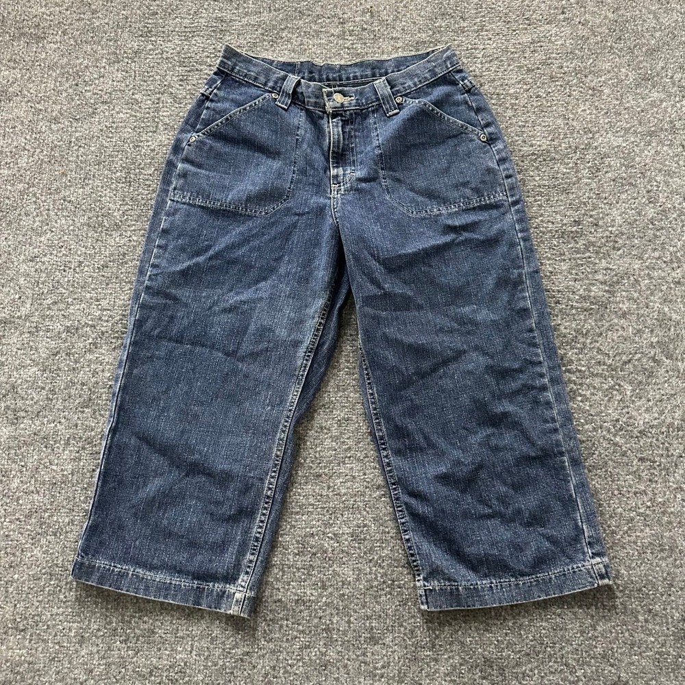 Riders by Lee Capri Jeans Womens Size 8M Dark Wash Denim Cropped Utility Casual